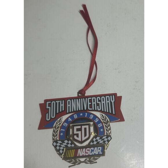 NASCAR 50th Anniversary Ornament 1998 Limited Edition Gold Metal Develotech - Picture 1 of 5